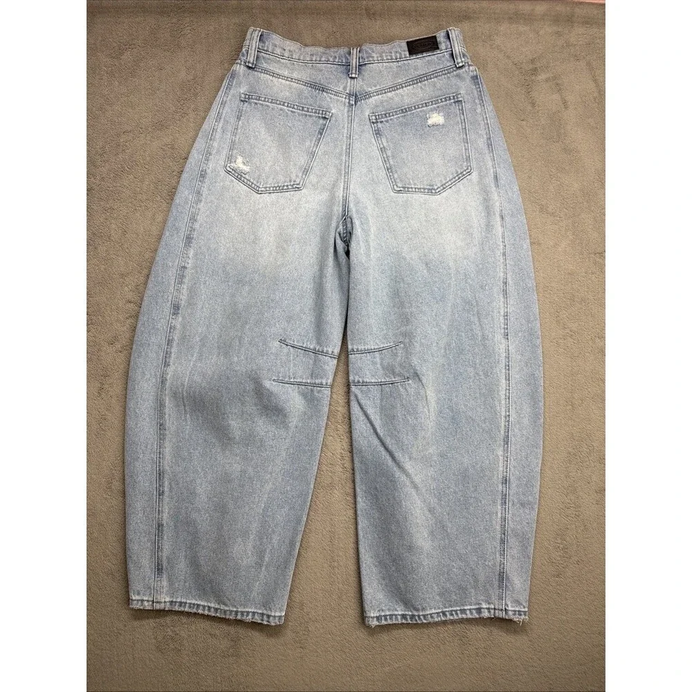 Scoop High Rise Barrel Ankle Jeans Womens Size 8 Distressed Light Wash NWT - Picture 5 of 9